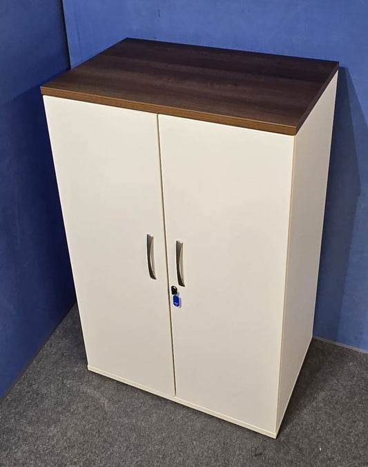 1256mm Cupboard with 2 Shelves White with Walnut Top (used)