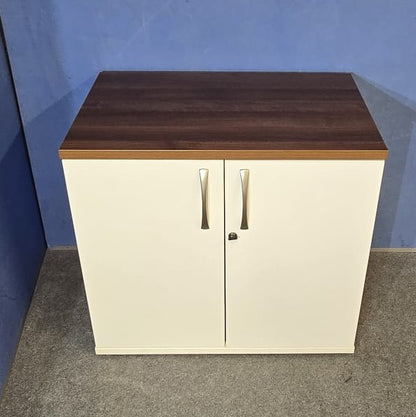 Desk High Cupboard with 1 Shelf White with Walnut Top (used)