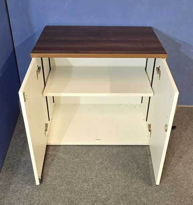 Desk High Cupboard with 1 Shelf White with Walnut Top (used)