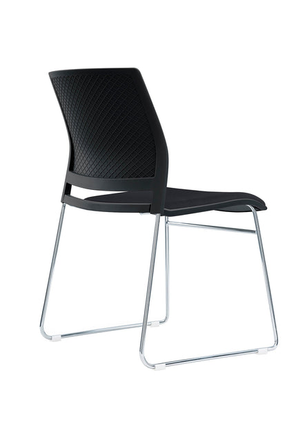 Value Verse Multipurpose Stacking Chair with Black Shell & Black Fabric Seat Pad