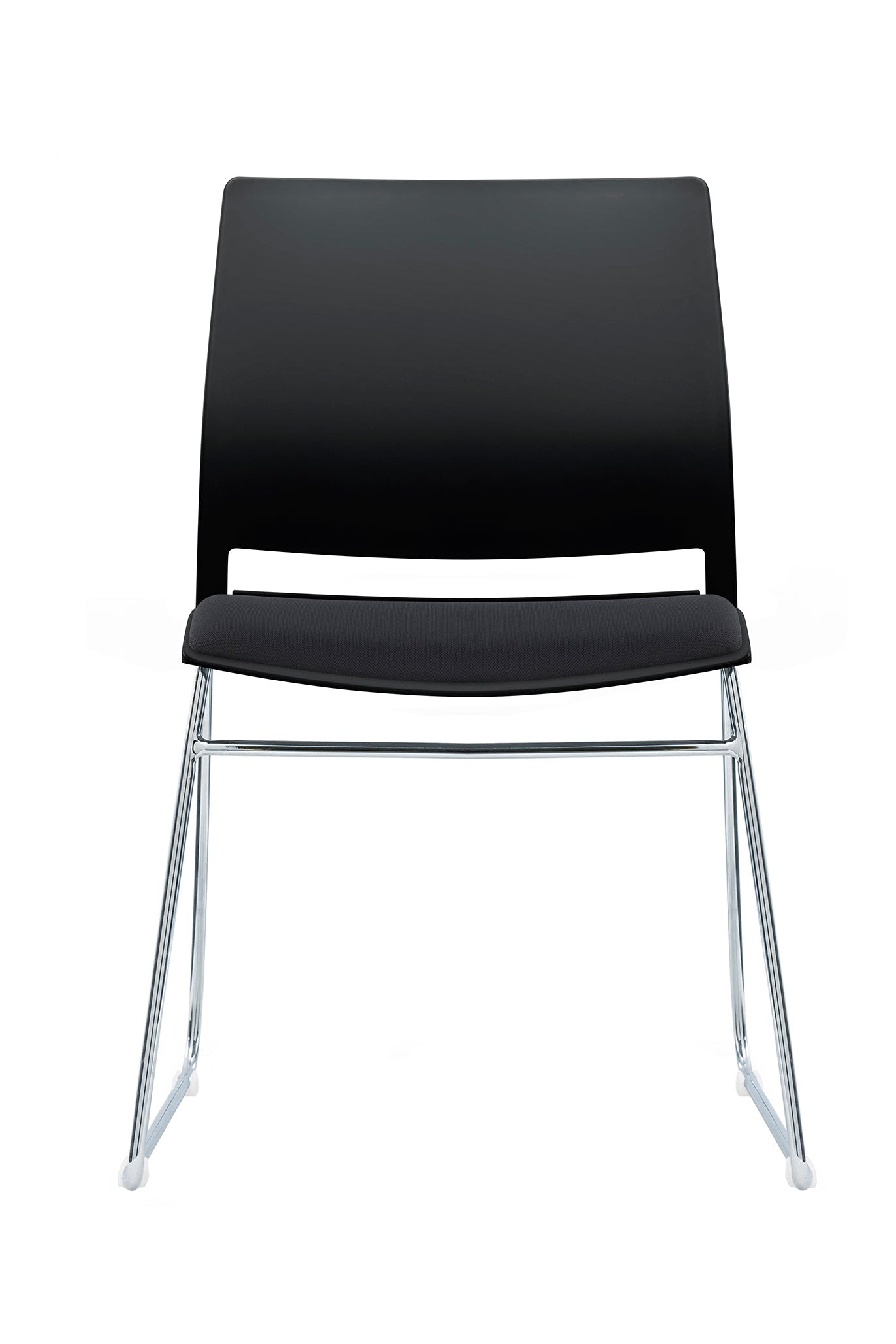 Value Verse Multipurpose Stacking Chair with Black Shell & Black Fabric Seat Pad