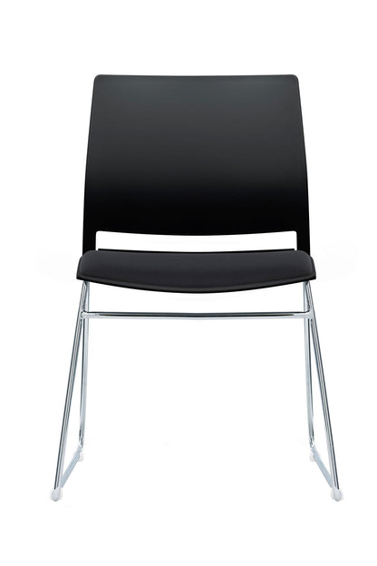 Value Verse Multipurpose Stacking Chair with Black Shell & Black Fabric Seat Pad