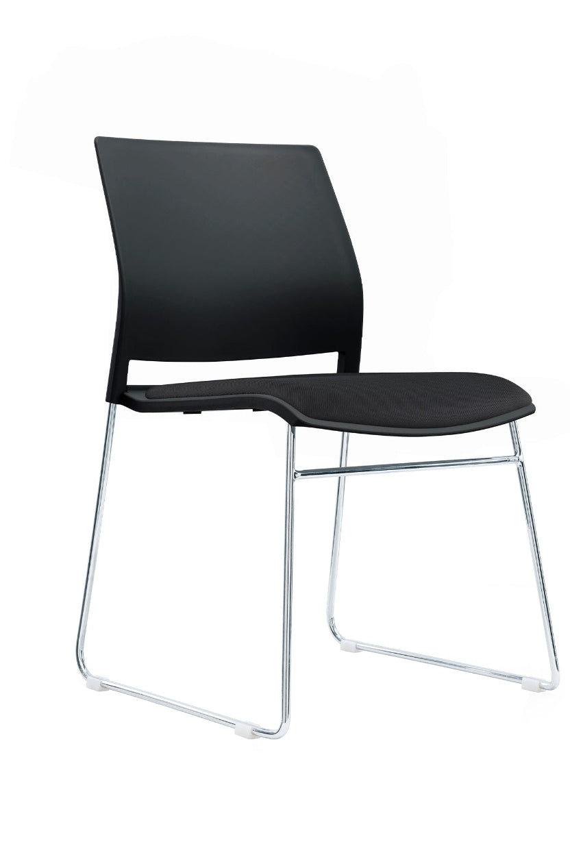 Black chair with metal legs on a white background