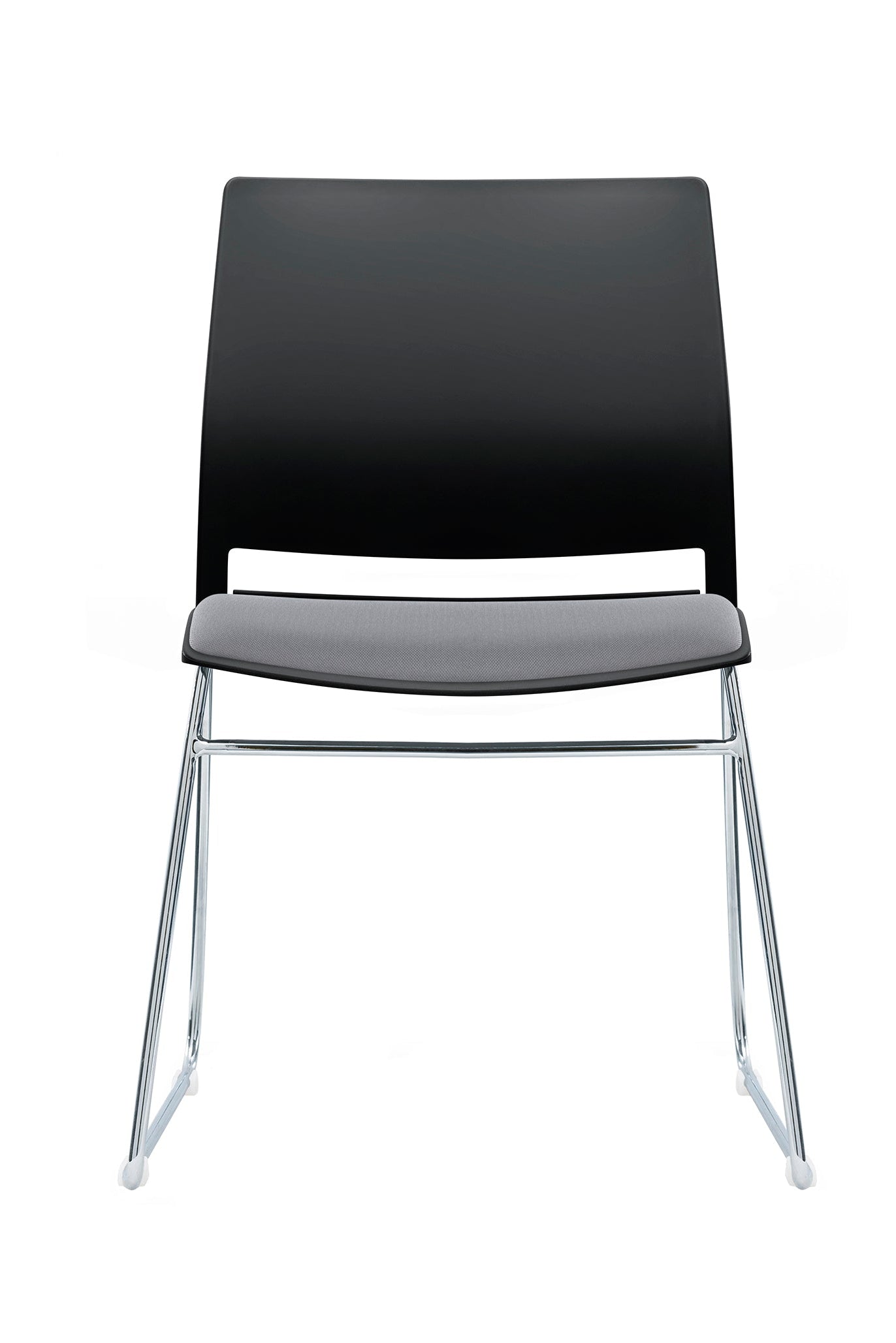 Value Verse Multipurpose Stacking Chair with Black Shell & Grey Fabric Seat Pad