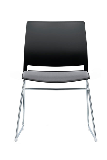 Value Verse Multipurpose Stacking Chair with Black Shell & Grey Fabric Seat Pad