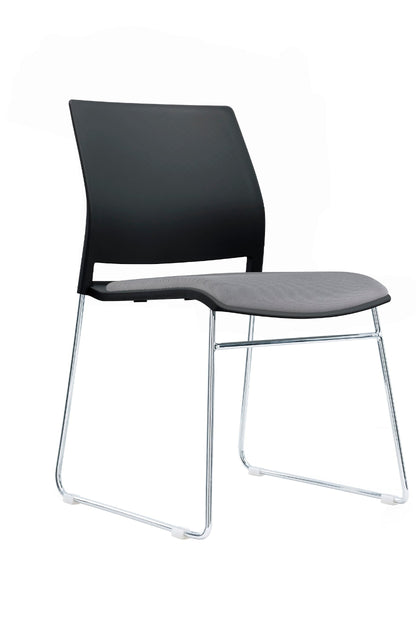 Black chair with metal legs on a white background