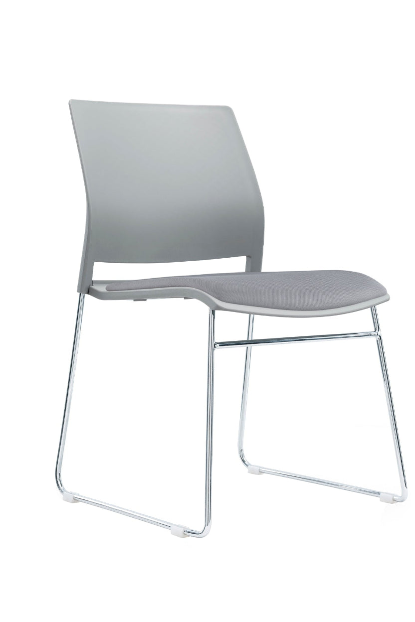 Modern chair with a gray seat and backrest on a white background