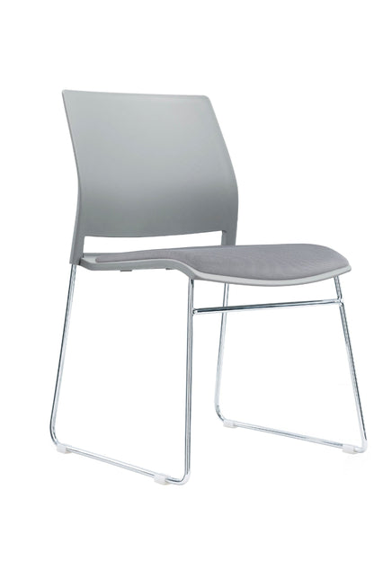 Modern chair with a gray seat and backrest on a white background