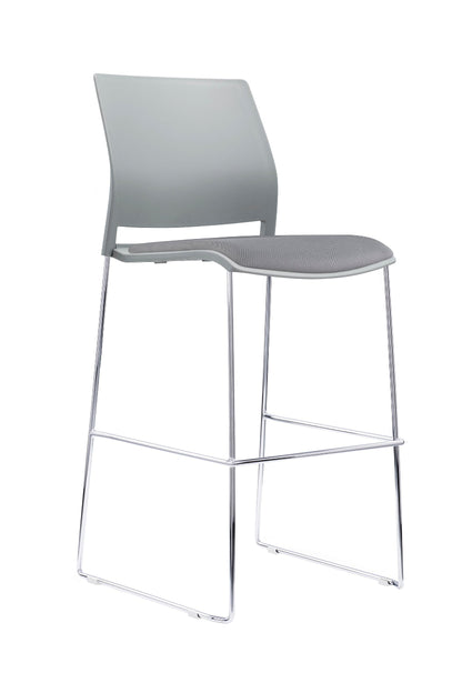 Gray bar stool with a white background