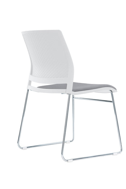 Value Verse Multipurpose Stacking Chair with White Shell & Grey Fabric Seat Pad