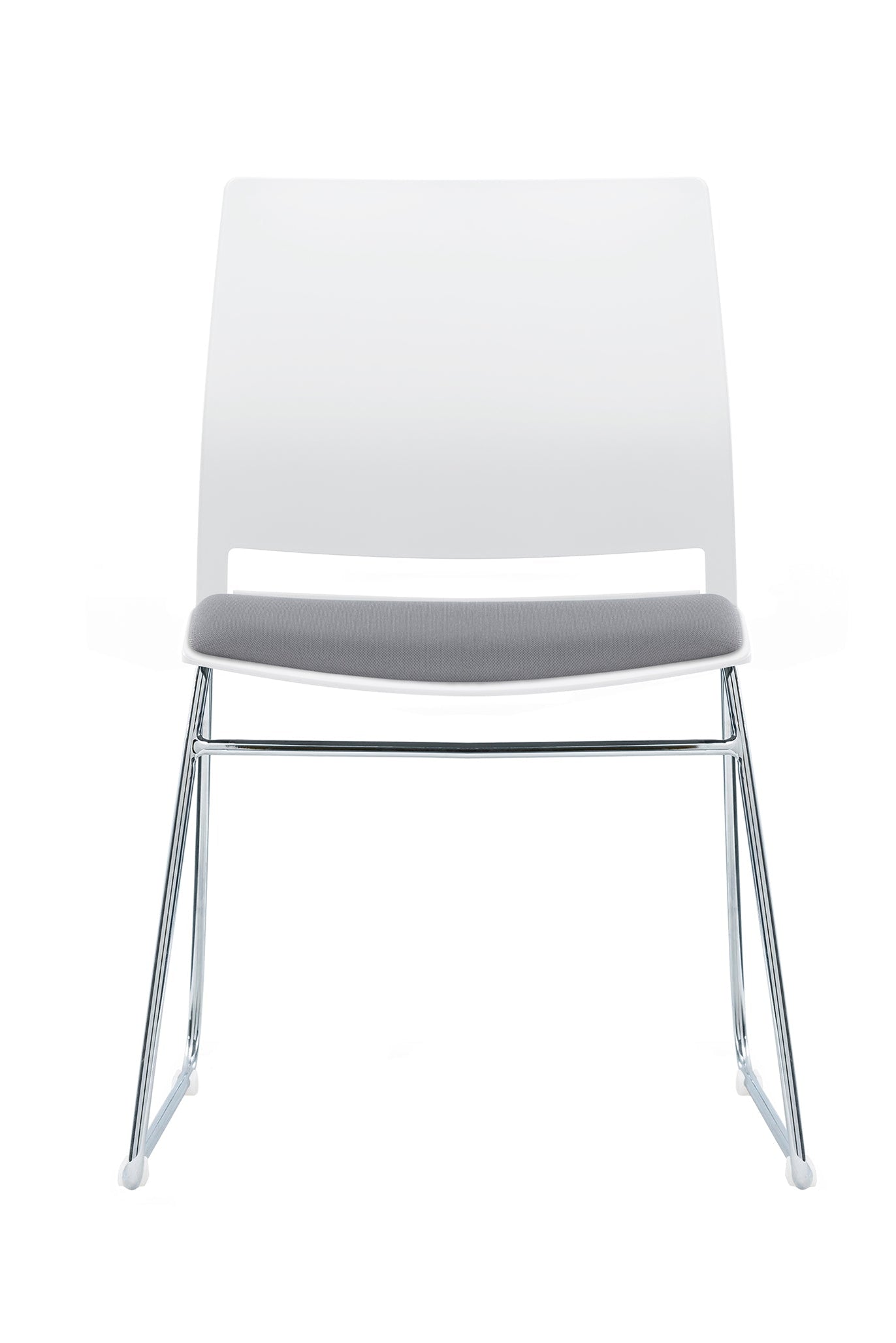 Value Verse Multipurpose Stacking Chair with White Shell & Grey Fabric Seat Pad