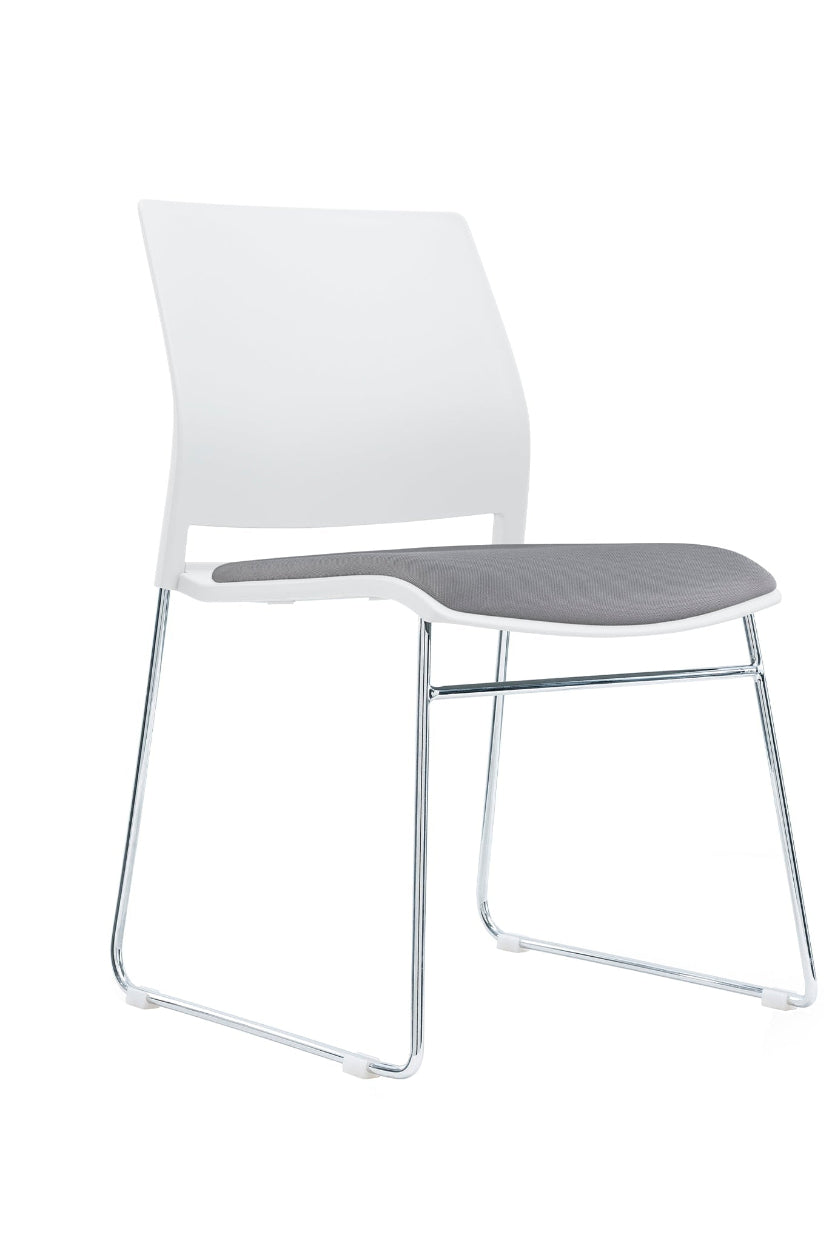 White chair with gray seat on a white background