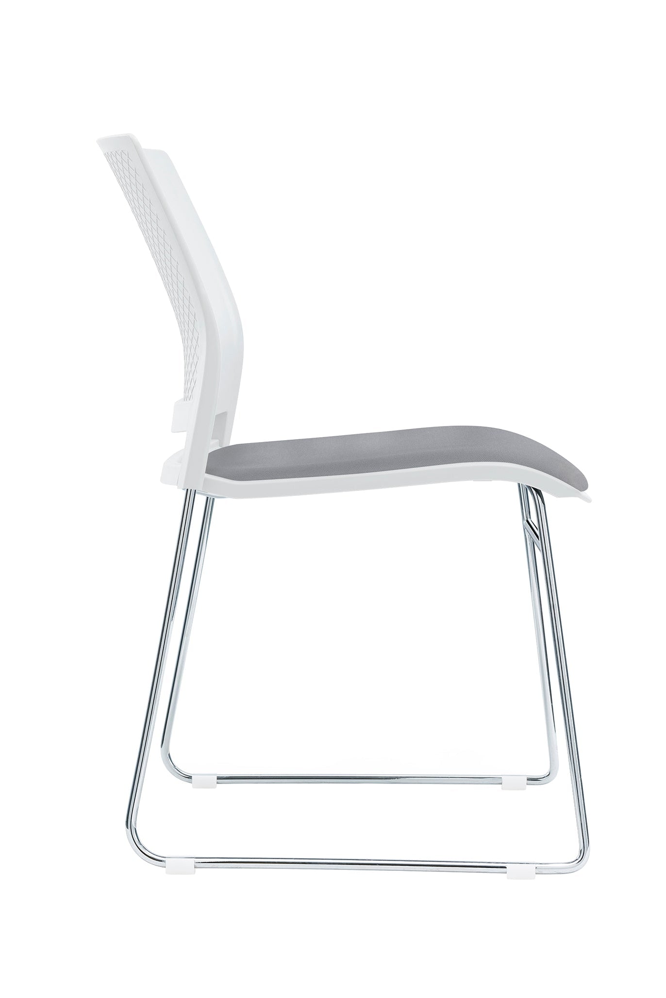 Value Verse Multipurpose Stacking Chair with White Shell & Grey Fabric Seat Pad
