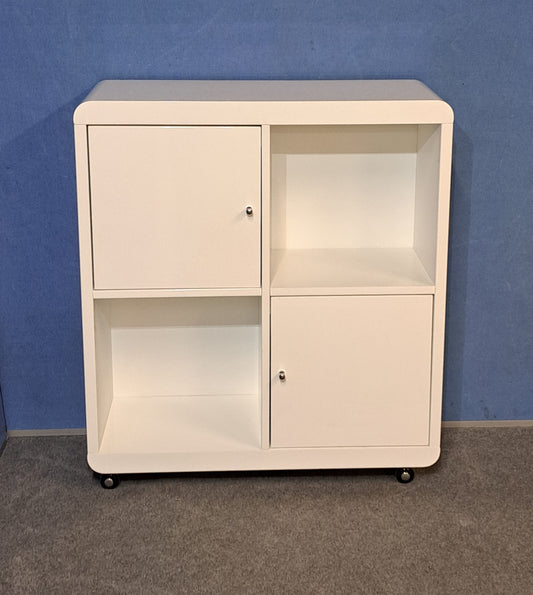White 4 Cube Mobile Storage Unit with Lockable Compartments (Used)