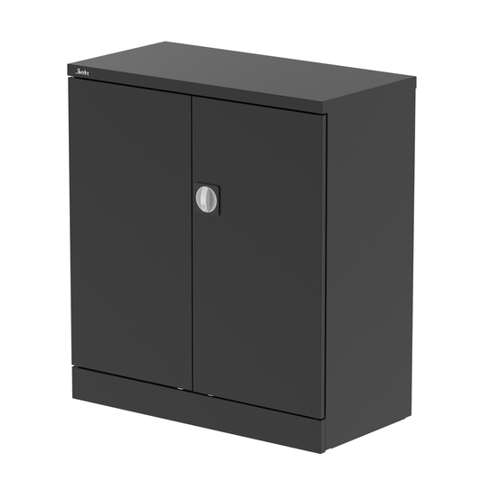 Qube 1020mm High 2 Door Cupboard Black inc 1 Shelf