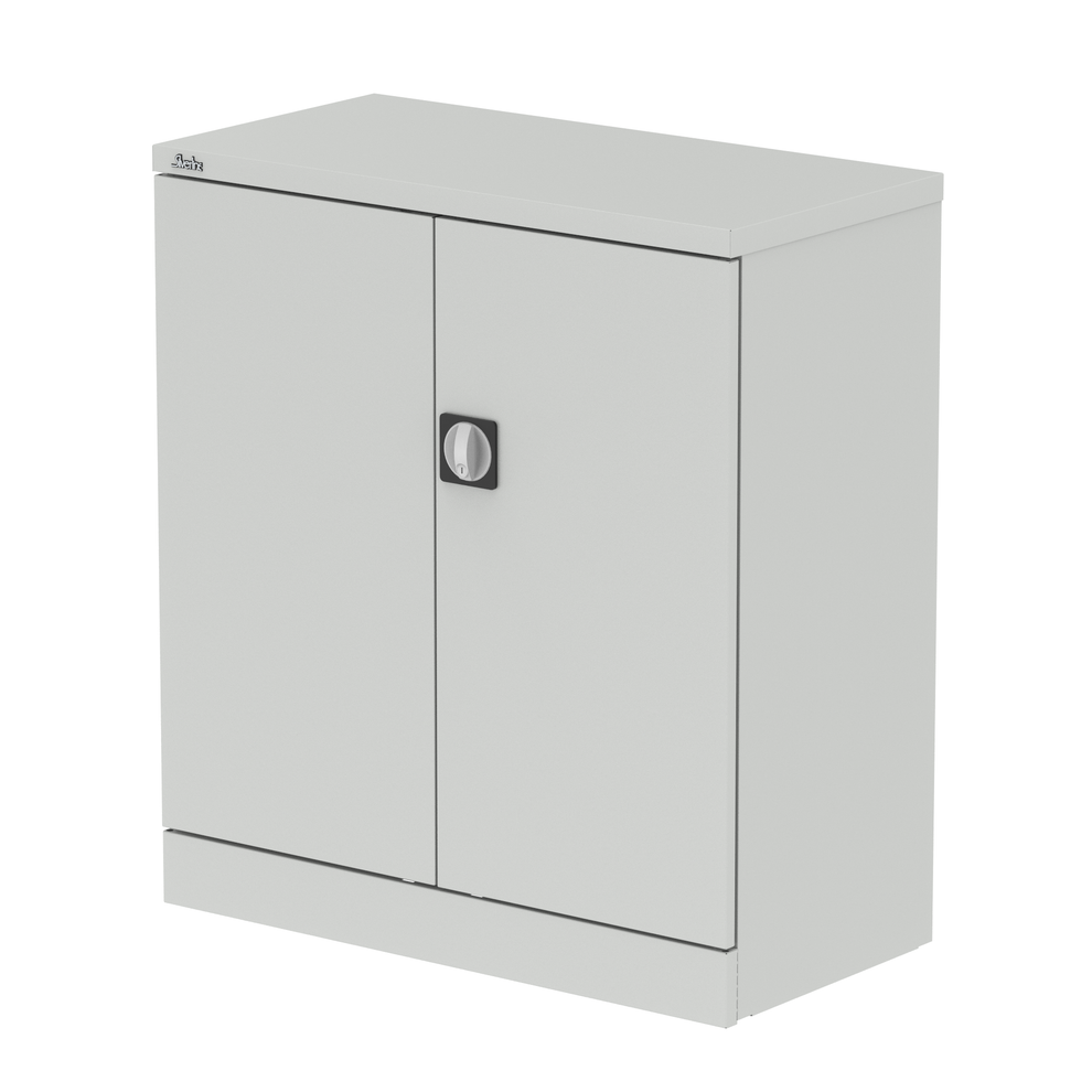 Metal cupboard with one shelf on a white background