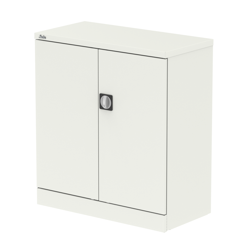 Metal cupboard with one shelf on a white background