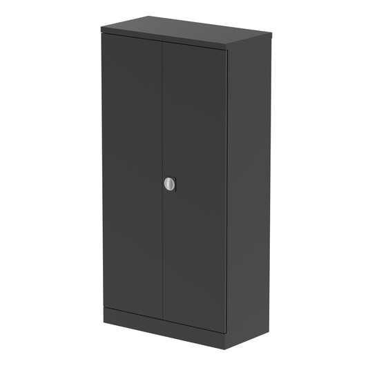 Qube 1830mm High 2 Door Cupboard Black inc 3 Shelves
