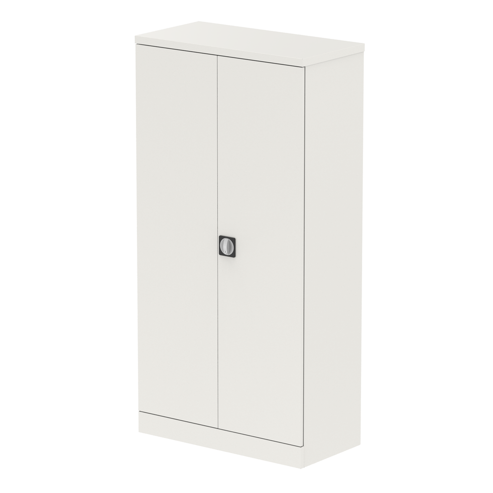 Qube 1830mm High 2 Door Cupboard White inc 3 Shelves