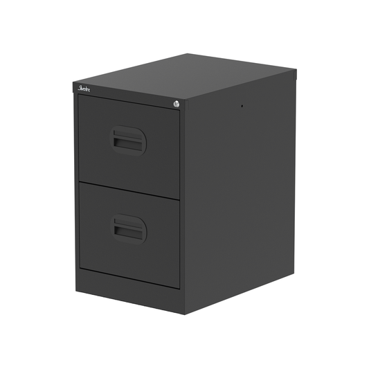 Qube 2 Drawer Metal Filing Cabinet Black