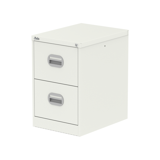 Qube 2 Drawer Metal Filing Cabinet White