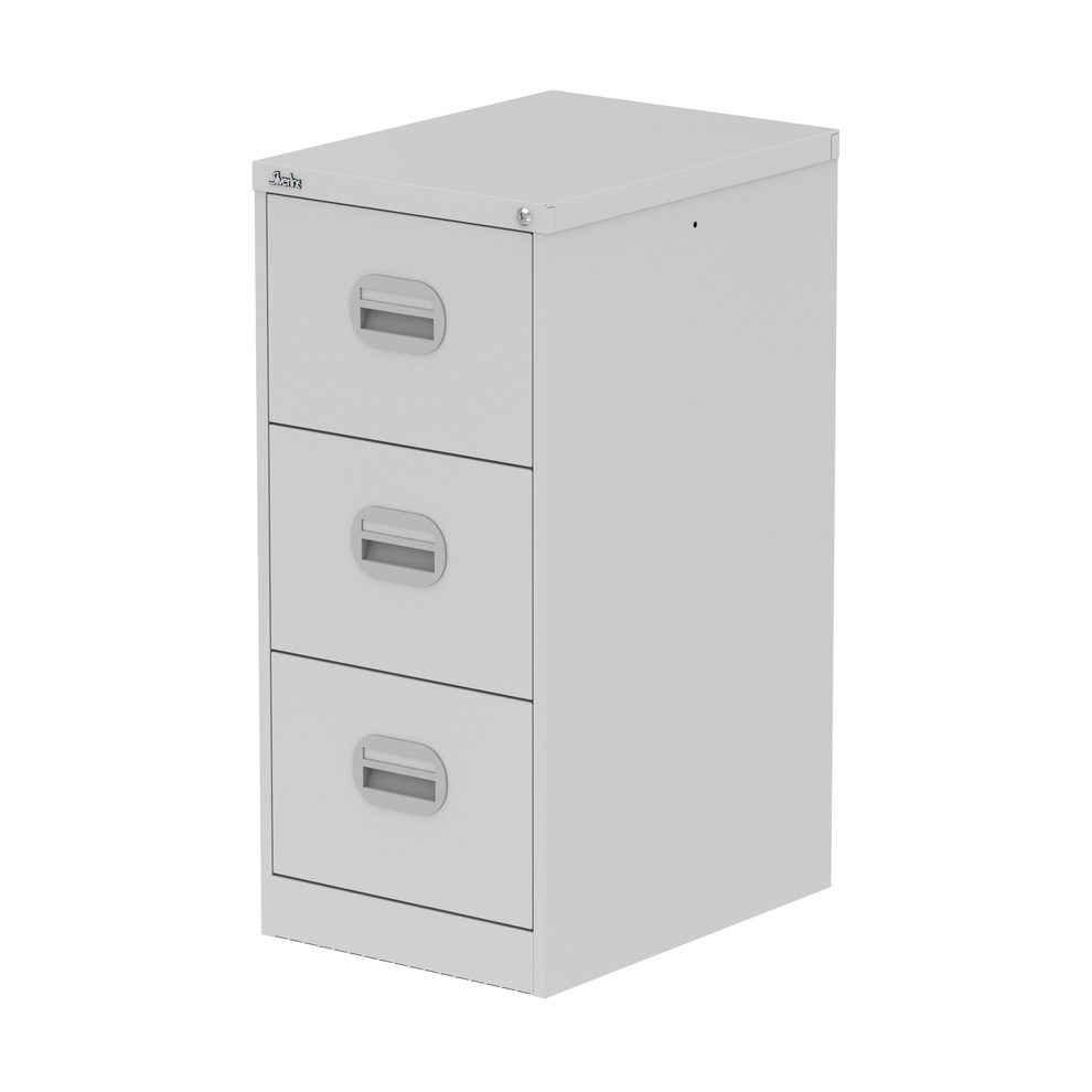Qube 3 Drawer Metal Filing Cabinet Grey