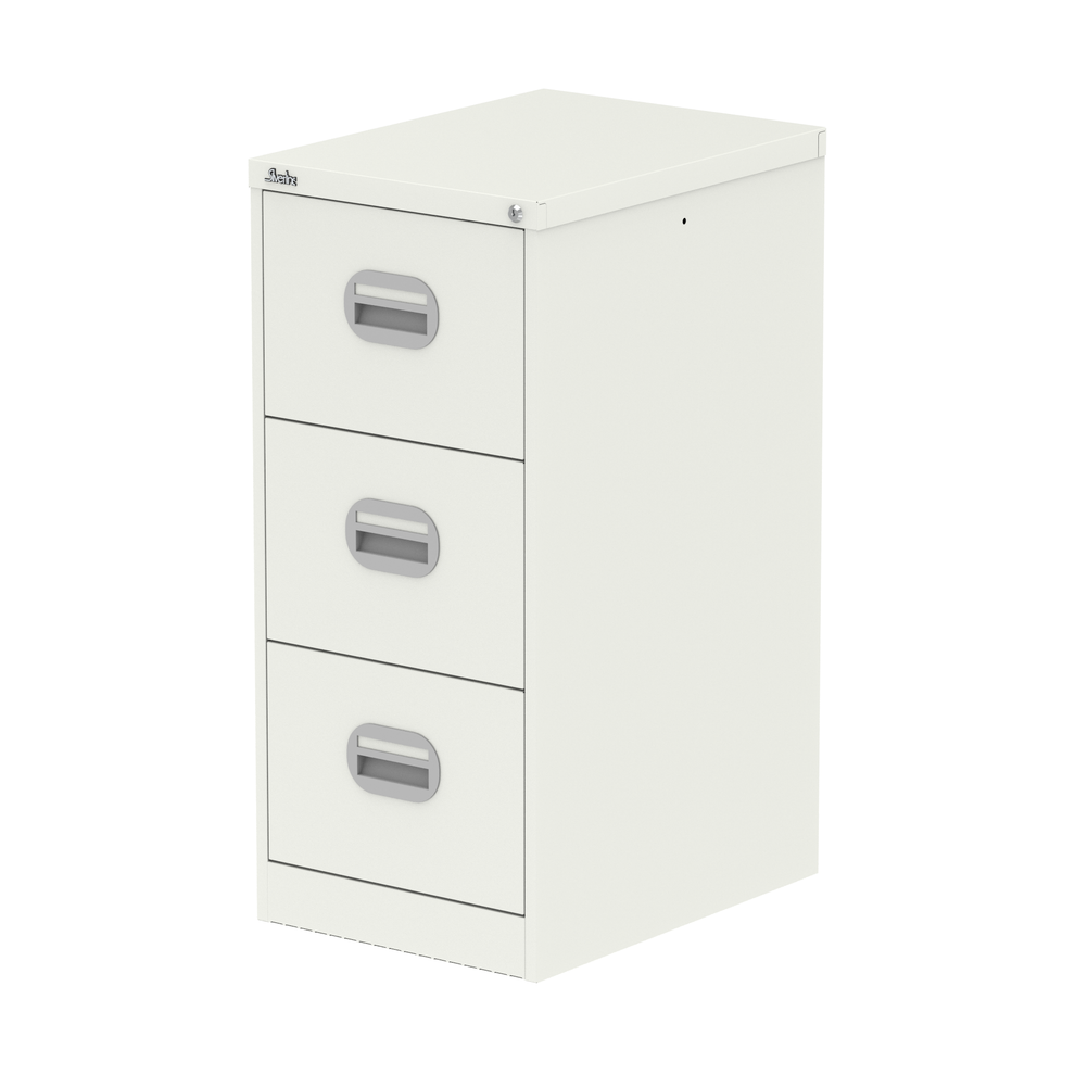 Qube 3 Drawer Metal Filing Cabinet White