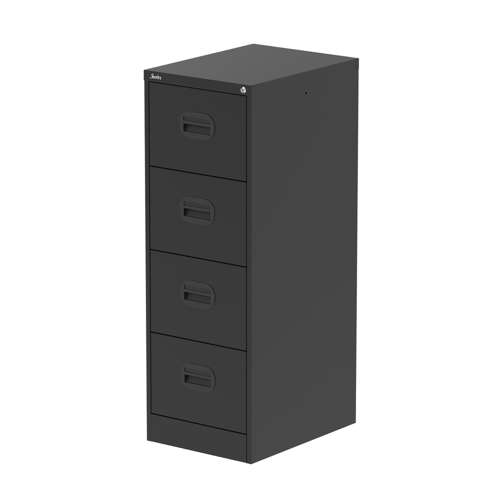 Qube 4 Drawer Metal Filing Cabinet Black