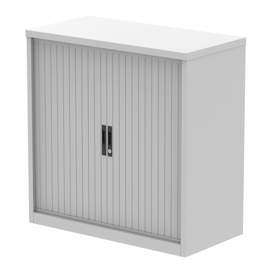Qube 1016mm High Tambour Cupboard Grey inc 1 Shelf