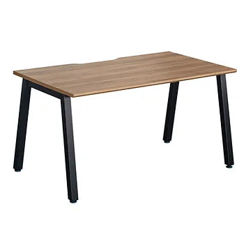 1600x800mm Single Add-on Bench Desk American Black Walnut Top Black Legs