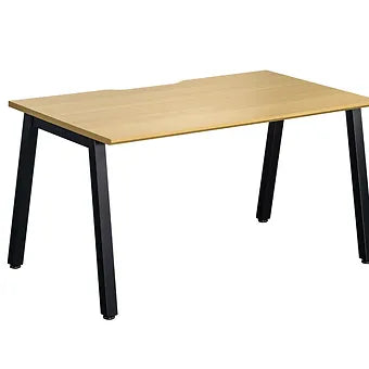 1600x800mm Single Add-on Bench Desk Light Oak Top Black Legs