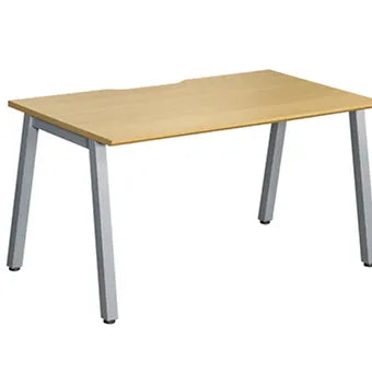 1200x800mm Single Starter Bench Desk Light Oak Top Silver Legs