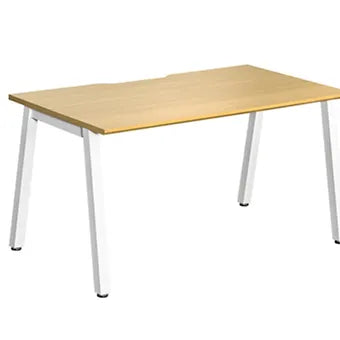 1200x800mm Single Starter Bench Desk Light Oak Top White Legs