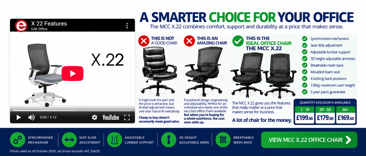 MCC X.22 chair comparison, features and quantity pricing