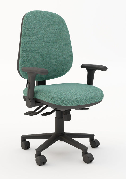 TSK Oval Back Task 4 Lever Armchair with Pump Up Lumber, Foldaway Arms (Many Fabric Colours Available)