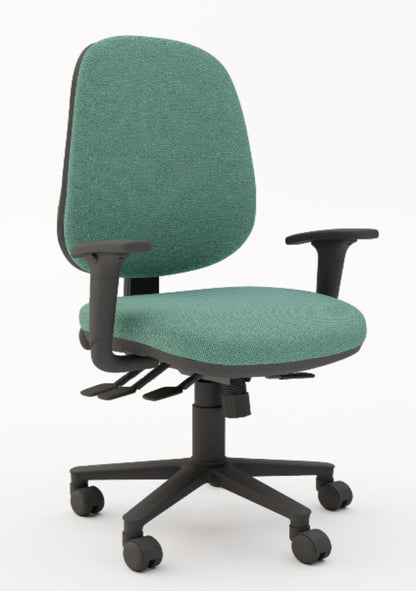 TSK Oval Back Task 4 Lever Armchair with Pump Up Lumber, Height Adjust Arms (Many Fabric Colours Available)