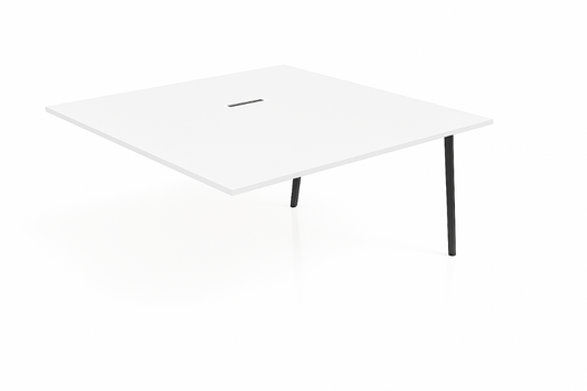 White table with black legs on a white background