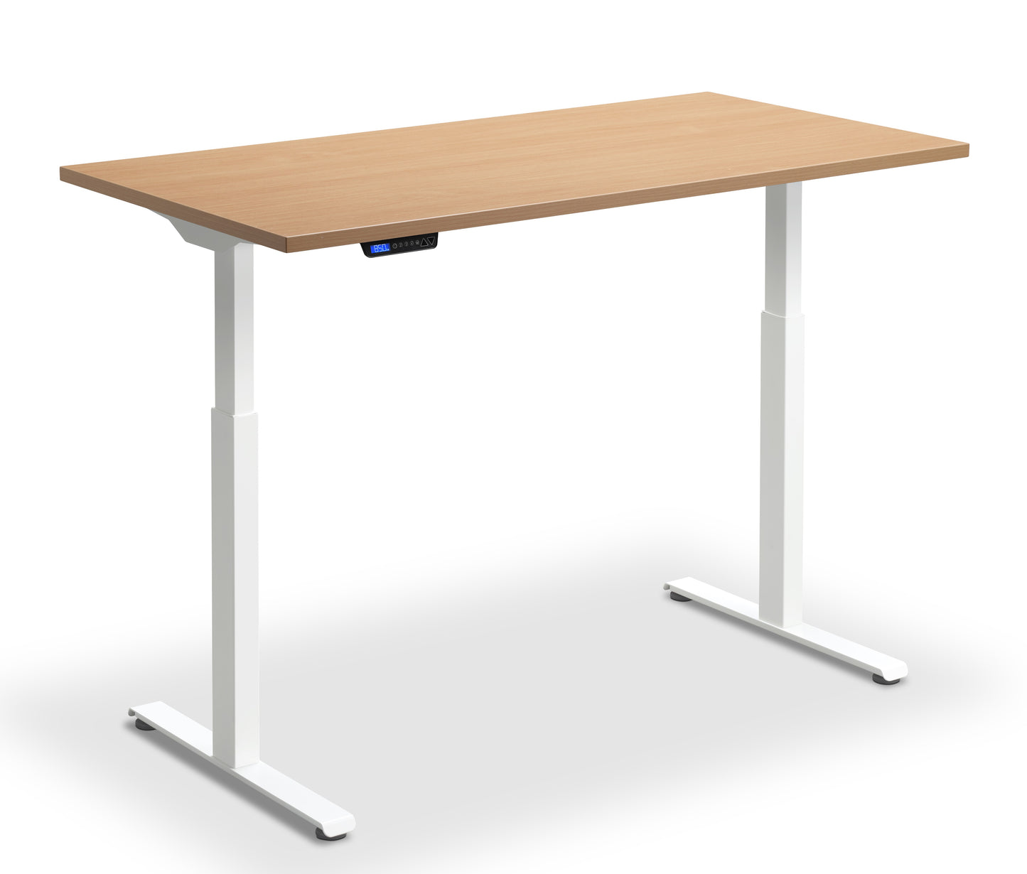 Rusa Dual Motor 1600x800mm Height Adjustable Desk Beech Top with White Frame