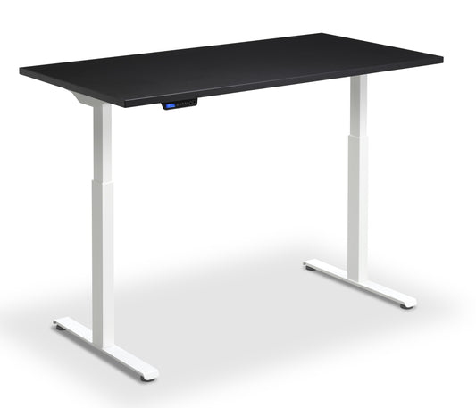 Rusa Dual Motor 1200x800mm Height Adjustable Desk Black Top with White Frame