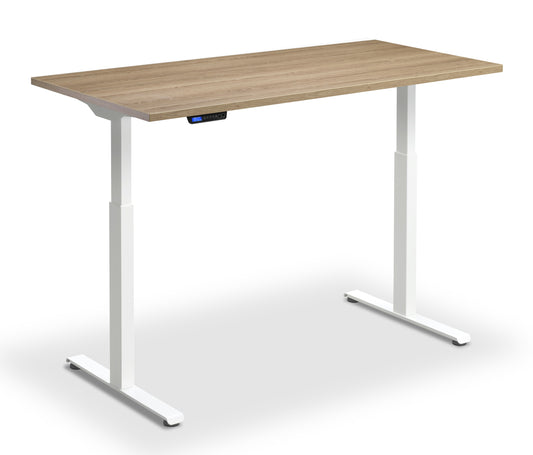 Rusa Dual Motor 1200x800mm Height Adjustable Desk Brown Oak Top with White Frame