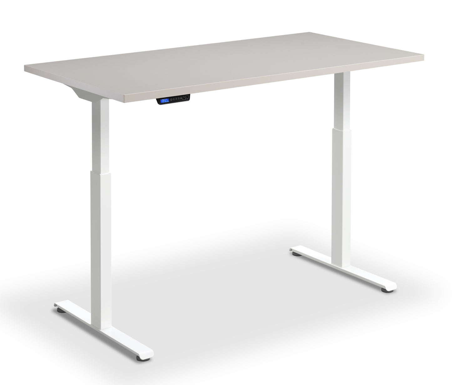 Rusa Dual Motor 1600x800mm Height Adjustable Desk Cashmere Top with White Frame