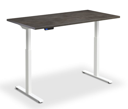 Rusa Dual Motor 1200x800mm Height Adjustable Desk Dark Concrete Top with White Frame