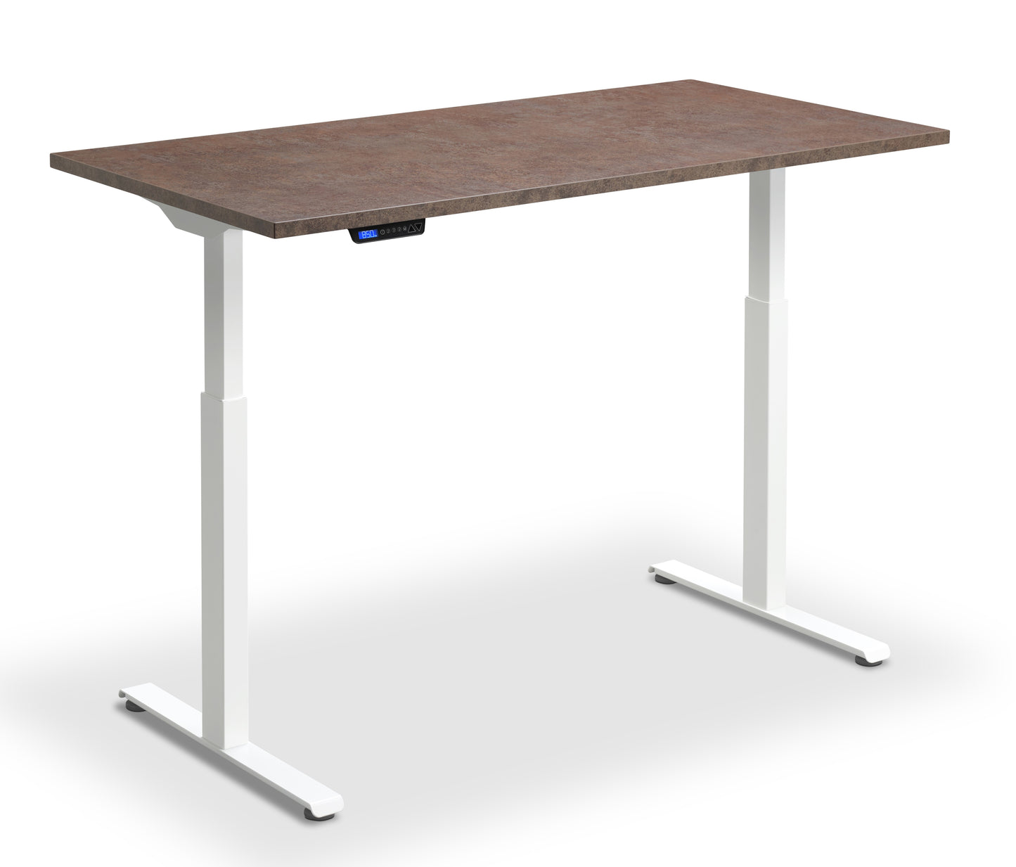 Rusa Dual Motor 1600x800mm Height Adjustable Desk Ferro Bronze Top with White Frame