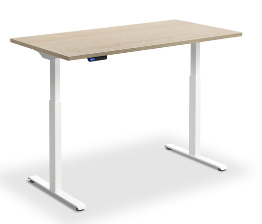 Rusa Dual Motor 1200x800mm Height Adjustable Desk Maple Top with White Frame