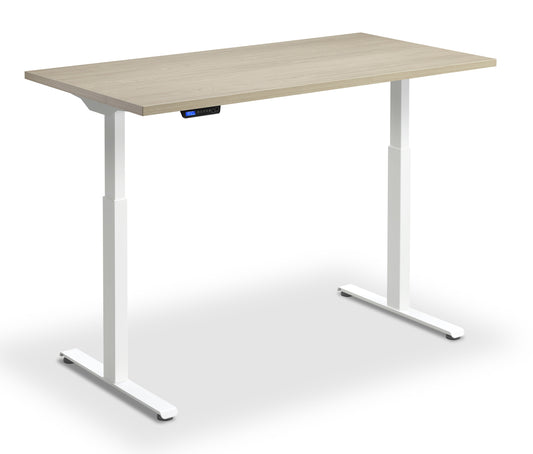 Rusa Dual Motor 1200x800mm Height Adjustable Desk Natural Oak Top with White Frame