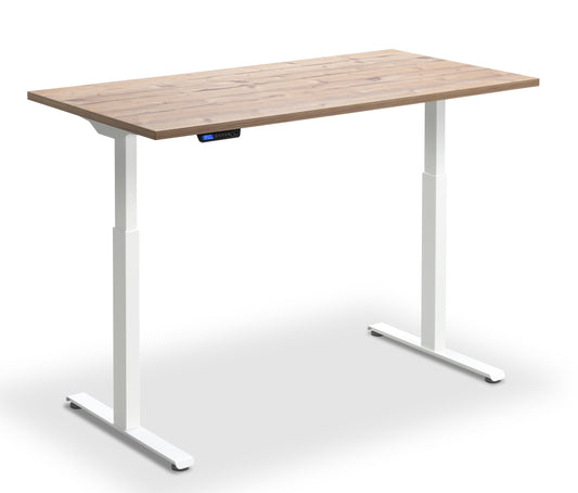 Rusa Dual Motor 1200x800mm Height Adjustable Desk Timber Top with White Frame