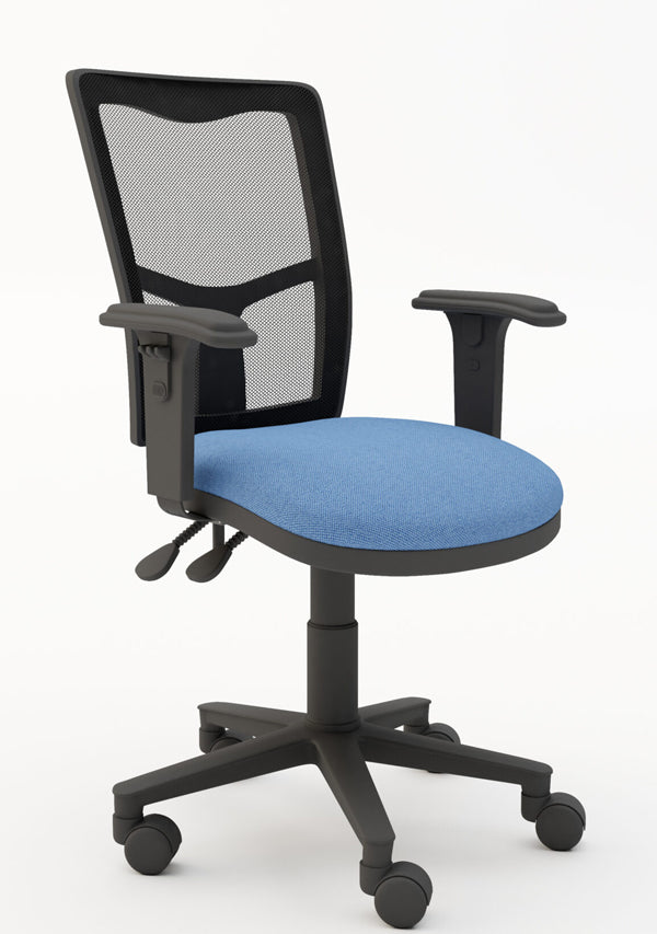 ZIMP Mesh Back 2 Lever Operator Armchair with Height Adjust Arms (Many Fabric Colours Available)
