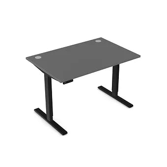 Zoom 1200mm Height Adjustable Electric Desk Graphite Top with Portal Finish & Black Metal Legs