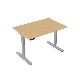 Zoom 1200mm Height Adjustable Electric Desk Beech Top with Portal Finish & Silver Metal Legs