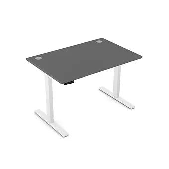 Zoom 1200mm Height Adjustable Electric Desk Graphite Top with Portal Finish & White Metal Legs